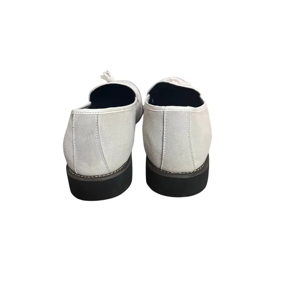 White Croc Suede Tassel Lug Leather Loafers Style AR 19015 NWOT Men's 10